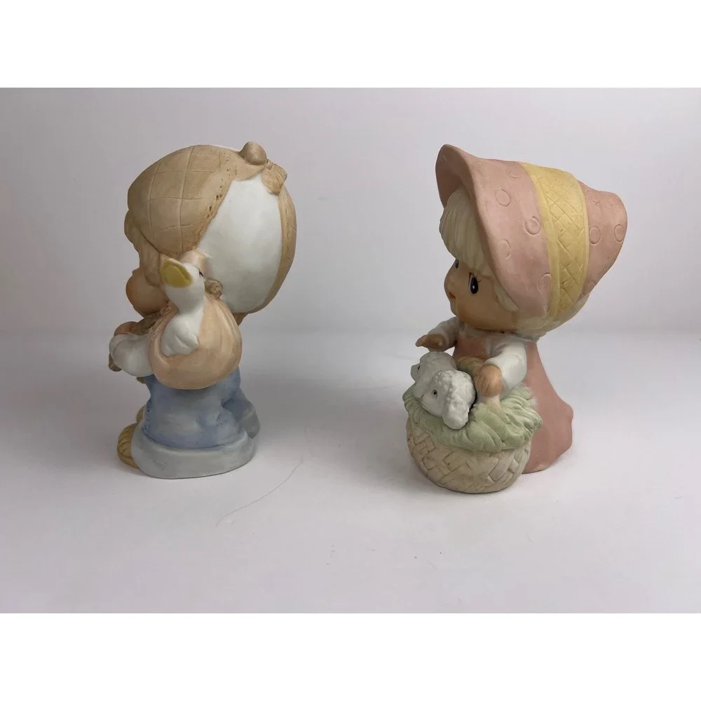 Vintage Homco Boy &‎ Girl Figurines 1418 with Lamb Sheep Ducks